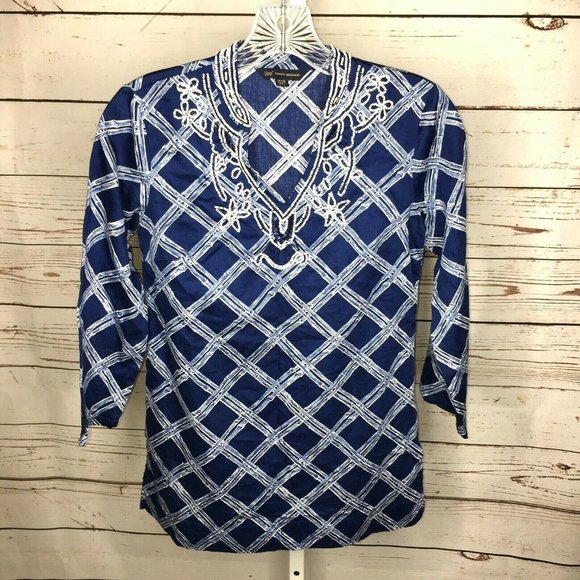 Brooks Brothers Tops - 346 Brooks Brothers Beaded Neckline Blouse XXS